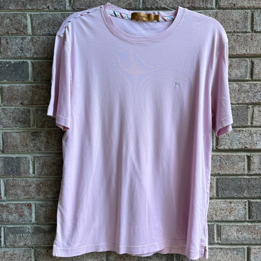 Goldlion Mens T-Shirt Pink Short Sleeve Crew Neck‎ Casual Minimalist Design